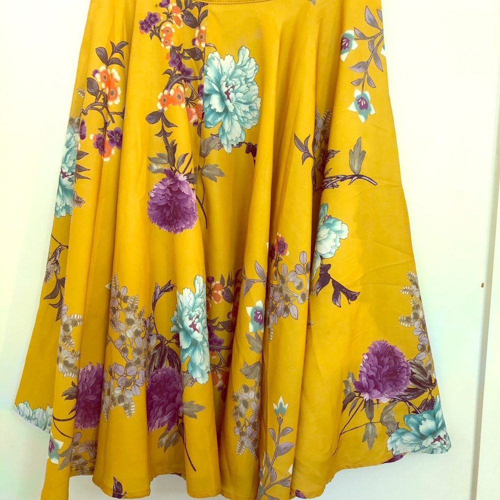 COPY - ModCloth knee length silk floral skirt